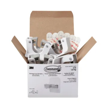 Broom Gripper, 3.12 x 1.85 x 3.34, White/Gray, 6 Grippers/16 Strips/Pack