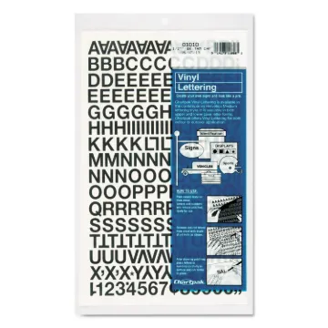 Press-On Vinyl Letters and Numbers, Self Adhesive, Black, 1/2"h, 201/Pack