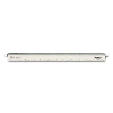 Adjustable Triangular Scale Aluminum Architects Ruler, 12" Long, Silver