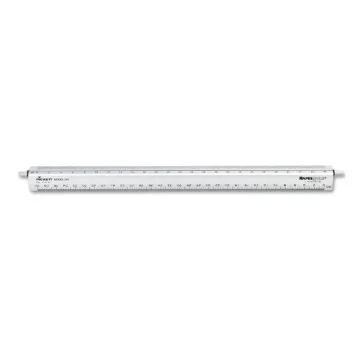 Adjustable Triangular Scale Aluminum Engineers Ruler, 12", Silver