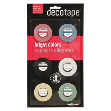Deco Bright Decorative Tape, 0.13" x 27 ft, Assorted Colors, 6/Box