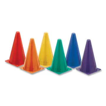 Indoor/Outdoor Flexible Cone Set, Vinyl, Assorted Colors, 6/Set