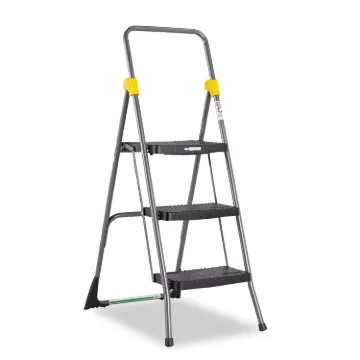 Commercial 3-Step Folding Stool, 300 lb Capacity, 20.5w x 32.63d x 52.13h, Gray