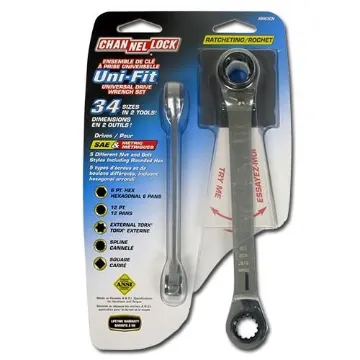 38053 2-PC Uni-Fit 4-In-1 Ratcheting Wrenches, SAE Sizes: 5/16, 3/8, 7/16, 1/2