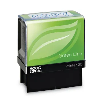 Green Line Message Stamp, Copy, 1 1/2 x 9/16, Blue