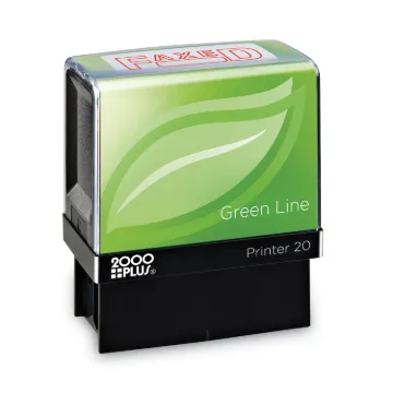 Green Line Message Stamp, Faxed, 1 1/2 x 9/16, Red