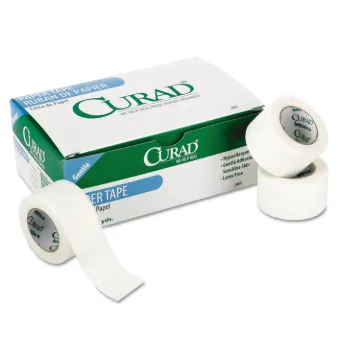 Paper Adhesive Tape, 1" Core, 2" x 10 yds, White, 6/Pack