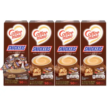 Liquid Coffee Creamer, Snickers, 0.38 oz Mini Cups, 50 Cups/Box
