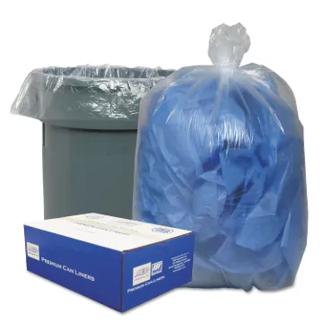 Linear Low-Density Can Liners, 45 gal, 0.63 mil, 40" x 46", Clear, 250/Carton