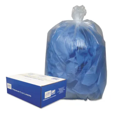 Linear Low-Density Can Liners, 60 gal, 0.9 mil, 38" x 58", Clear, 100/Carton