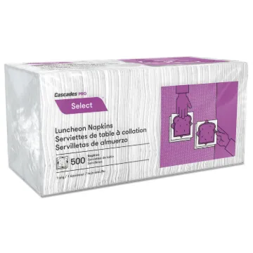 Select Luncheon Napkins, 1 Ply, 11 1/4 x 12 1/2, White, 500/Pack, 6000/Carton
