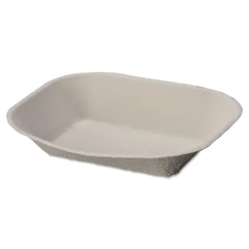 Savaday Molded Fiber Food Tray, 1-Compartment, 7 x 9, Beige, 250/Bag, 500/Carton