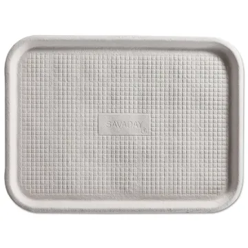 Savaday Molded Fiber Flat Food Tray, 1-Compartment, 6 x 12, White, 200/Carton