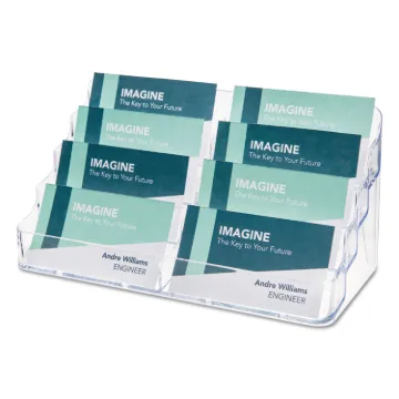8-Pocket Business Card Holder, 400 Card Cap, 7 7/8 x 3 3/8 x 3 1/2, Clear