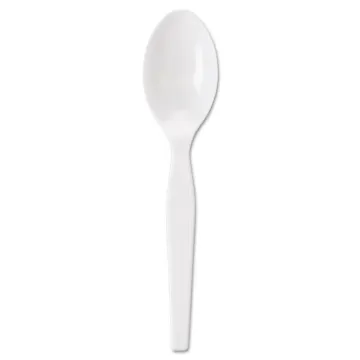Individually Wrapped Polystyrene Cutlery, Teaspoons, White, 1,000/Carton