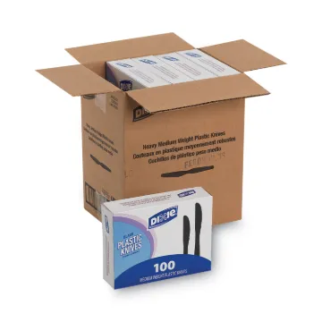 Plastic Tableware, Heavy Mediumweight Knives, Black, 100/Box
