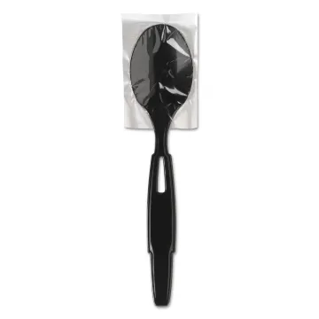 SmartStock Wrapped Heavy-Weight Cutlery Refill, Teaspoon, Black, 960/Carton