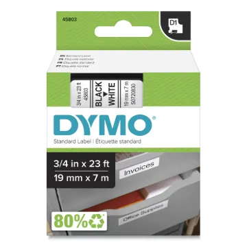 D1 High-Performance Polyester Removable Label Tape, 3/4" x 23 ft, Black on White (MINIMUM ORDER QUAN