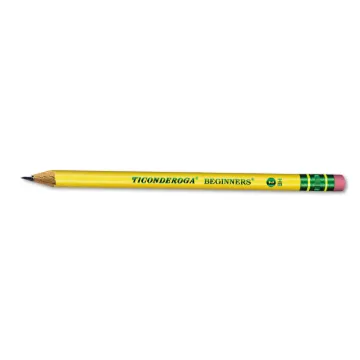 Ticonderoga Beginners Woodcase Pencil with Eraser and Microban Protection, HB (#2), Black Lead, Yell
