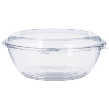 Tamper-Resistant, Tamper-Evident Bowls with Dome Lid, 48 oz, 8.9" Diameter x 3.4"h, Clear, 100/Carto