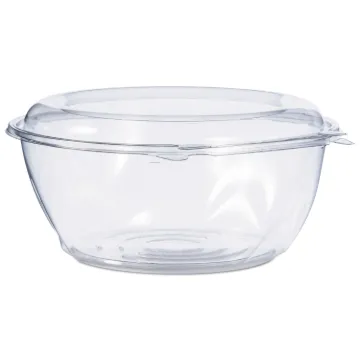 Tamper-Resistant, Tamper-Evident Bowls with Dome Lid, 64 oz, 8.9" Diameter x 4"h, Clear, 100/Carton