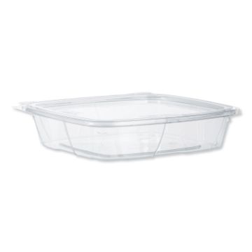SafeSeal Tamper-Resistant, Tamper-Evident Deli Containers with Flat Lid, 35 oz, 7.9 x 8.8 x 1.8, Cle