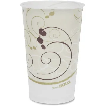 Symphony Treated-Paper Cold Cups, 16oz, White/Beige/Red, 50/Bag, 20 Bags/Carton