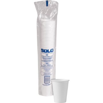 Single-Sided Poly Paper Hot Cups, 12oz, White, 50/Bag, 20 Bags/Carton