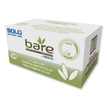 Bare Paper Eco-Forward Dinnerware, 6" Plate, Green/Tan, 500/Carton