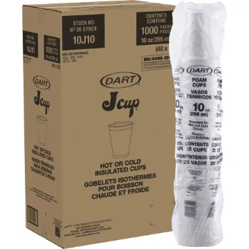 Foam Drink Cups, 10oz, White, 25/Bag, 40 Bags/Carton