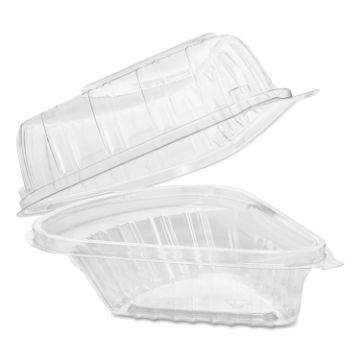 Showtime Clear Hinged Containers, Pie Wedge, 6.67 oz, 6.1 x 5.6 x 3, Clear, 125/Pack, 2 Packs/Carton