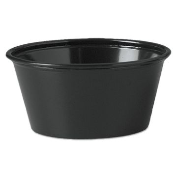 Polystyrene Souffl Cups, 3.25 oz, Black, 250/Bag, 2,500/Carton
