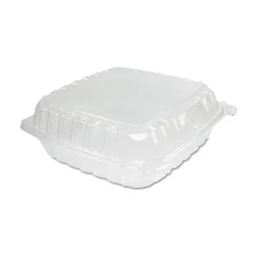 ClearSeal Hinged-Lid Plastic Containers, 9.5 x 9 x 3, Clear, 100/Bag, 2 Bags/Carton