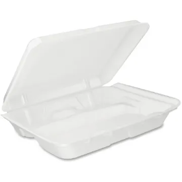 Foam Hinged Lid Containers, 3-Compartment, 9.25 x 9.5 x 3, White, 200/Carton