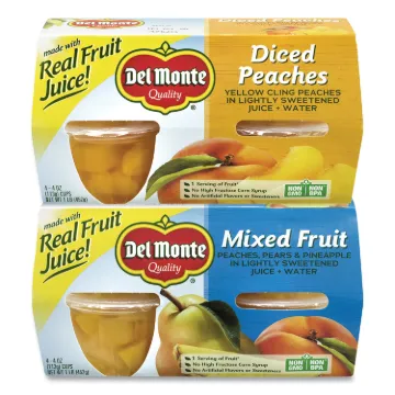 Diced Peaches and Mixed Fruit Cups, 4 oz Cups, 16 Cups/Box, Free Delivery in 1-4 Business Days