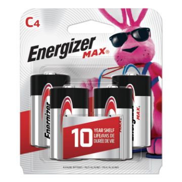 MAX Alkaline C Batteries, 1.5V, 4/Pack