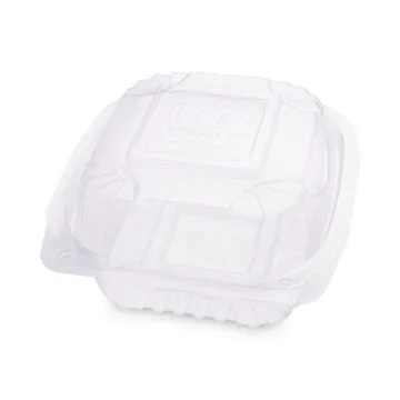 Clear Clamshell Hinged Food Containers, 6 x 6 x 3, 80/Pack, 3 Packs/Carton