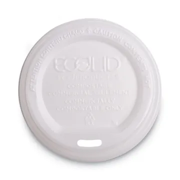 EcoLid Renewable/Compostable Hot Cup Lid, PLA, Fits 10-20 oz Hot Cups, 50/Pack, 16 Packs/Carton