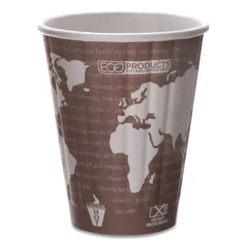 World Art Renewable and Compostable Insulated Hot Cups, PLA, 8 oz, 40/Pack, 20 Packs/Carton