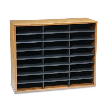 Literature Organizer, 24 Letter Sections, 29 x 11 7/8 x 23 7/16, Medium Oak