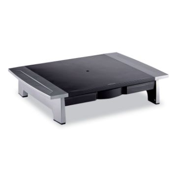 Office Suites Standard Monitor Riser, For 21" Monitors, 19.78" x 14.06" x 4" to 6.5", Black/Silver,