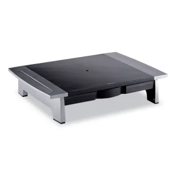 Office Suites Standard Monitor Riser, For 21" Monitors, 19.78" x 14.06" x 4" to 6.5", Black/Silver,