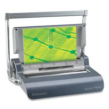 Quasar Manual Wire Binding Machine, 18 1/8 x 15 3/8 x 5 1/8, Metallic Gray