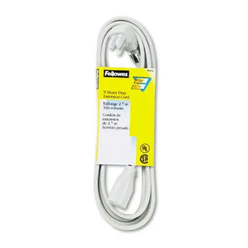 Indoor Heavy-Duty Extension Cord, 3-Prong Plug, 1-Outlet, 9ft Length, Gray