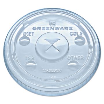 Greenware Cold Drink Lids, Fits 9, 12, 20 oz Cups, Clear, 1000/Carton