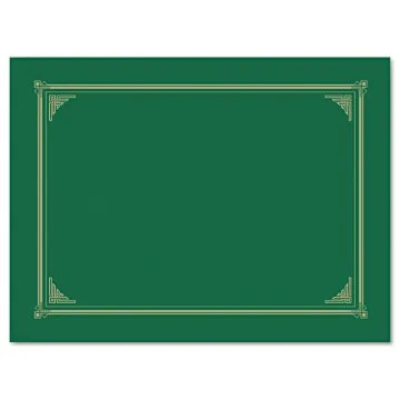 Certificate/Document Cover, 12 1/2 x 9 3/4, Green, 6/Pack