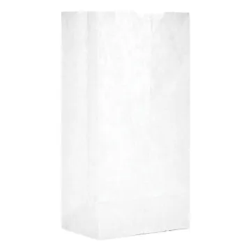 Grocery Paper Bags, 30 lbs Capacity, #4, 5"w x 3.33"d x 9.75"h, White, 500 Bags