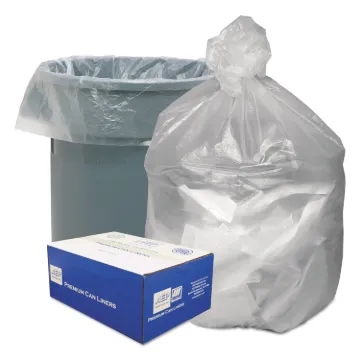 Waste Can Liners, 56 gal, 14 microns, 43" x 46", Natural, 200/Carton