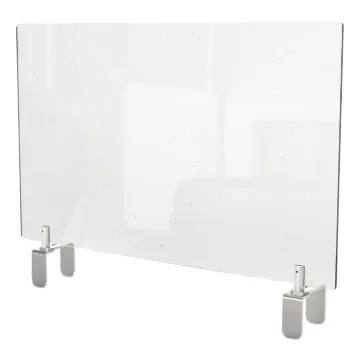 Clear Partition Extender with Attached Clamp, 42 x 3.88 x 18, Thermoplastic Sheeting