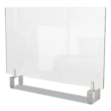 Clear Partition Extender with Attached Clamp, 42 x 3.88 x 30, Thermoplastic Sheeting